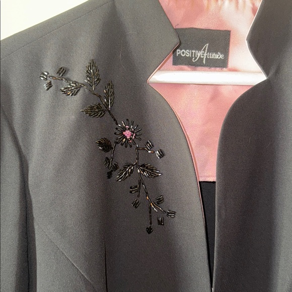 Positive Attitude Black Embellished Women's Jacket Y2K - Picture 3 of 5